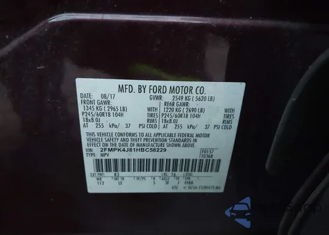 2017 Ford Edge Sel from USA, damaged, VIN 2FMPK4J81HBC58229